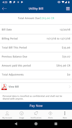 My Utility Account - Mobile Screenshots