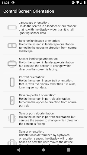 control screen rotation Screenshots