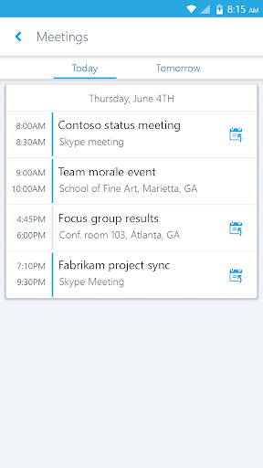 Skype for Business for Android Screenshots